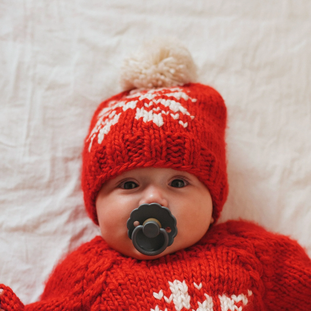 Snowflake Red Beanie for Baby & Toddlers