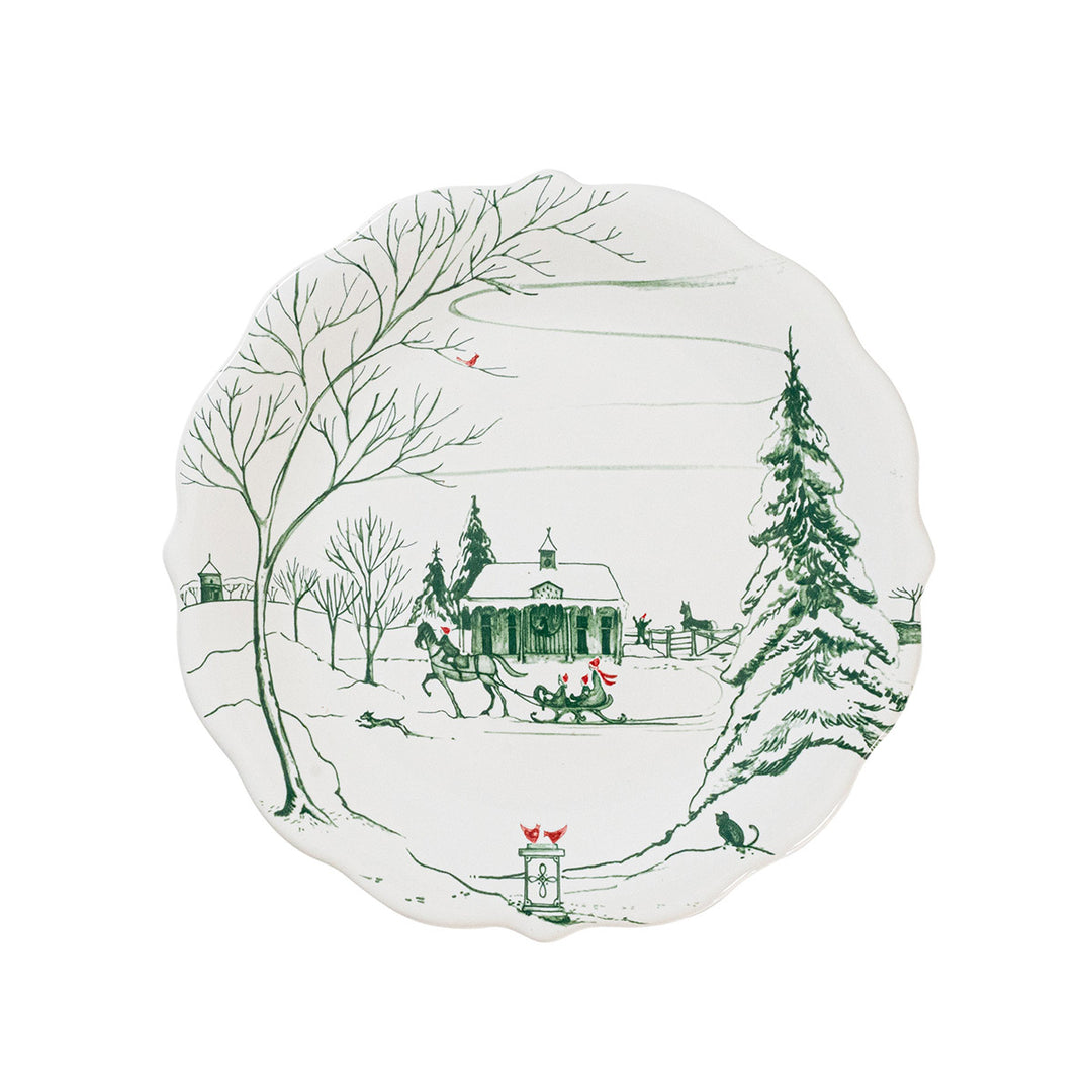 Juliska Winter Frolic Party Plate Assorted Set Of 4 - Evergreen