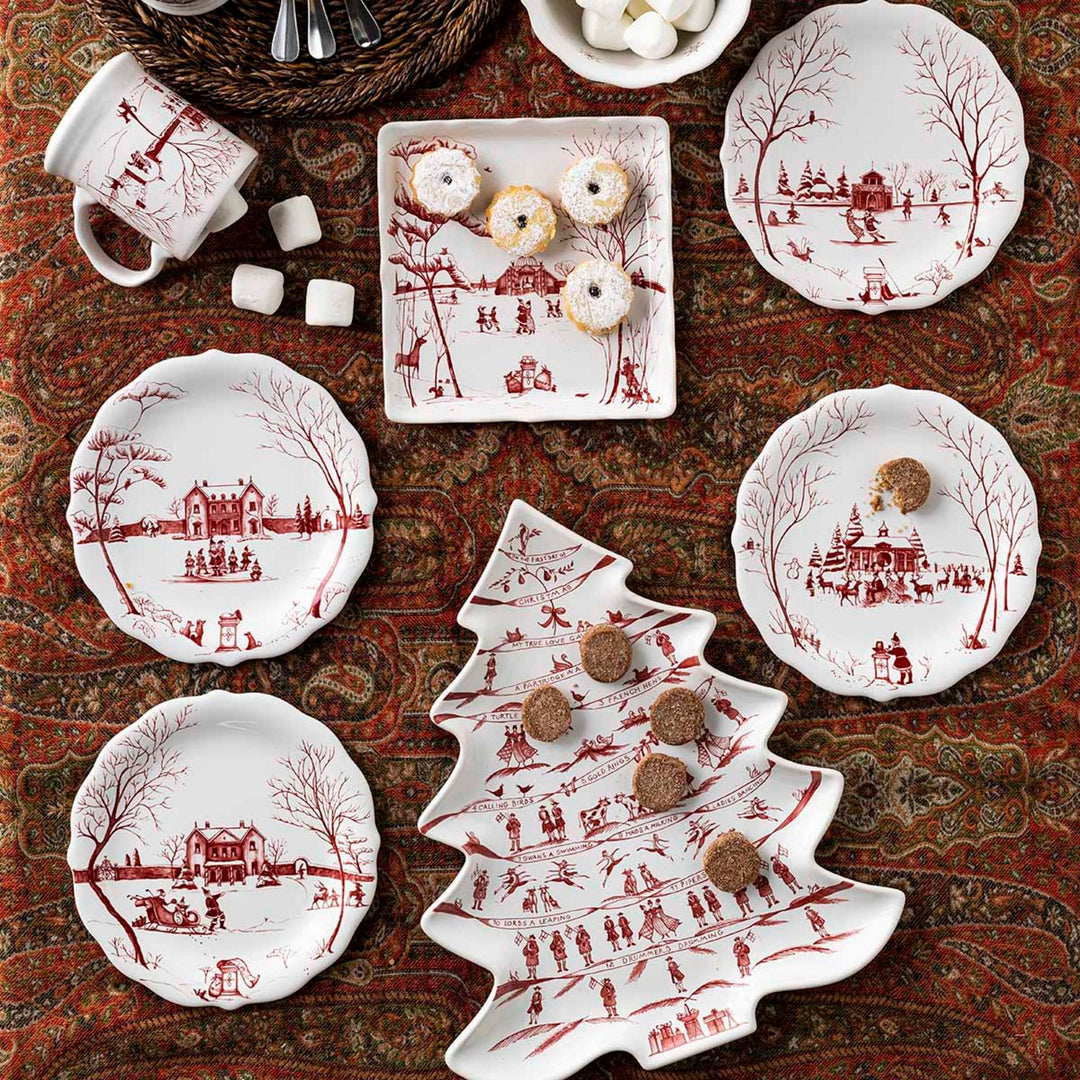 Juliska Winter Frolic Party Plates Set of 4 - Ruby