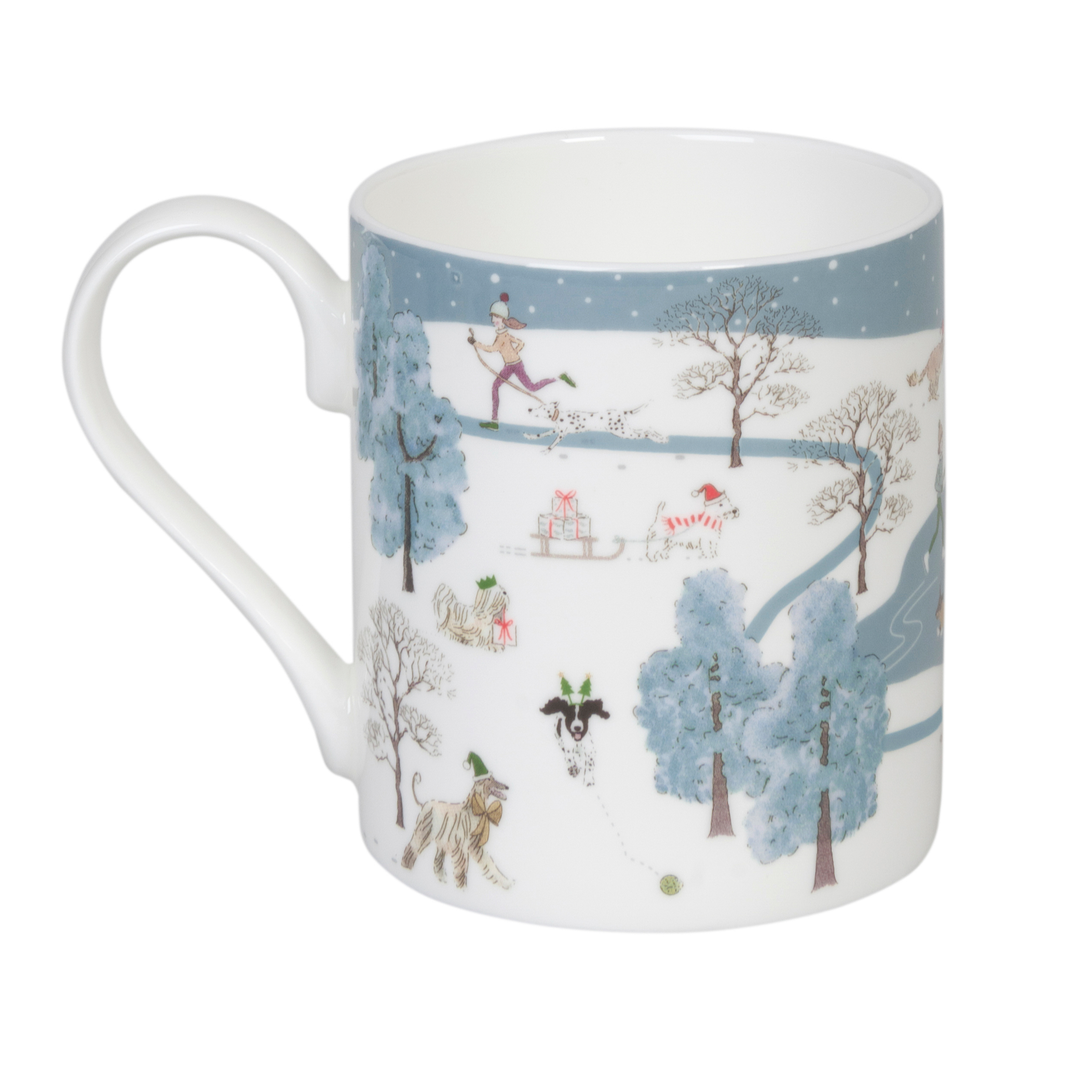 Christmas Dogs Scene Mug