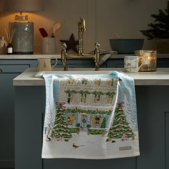 Christmas House Dishtowel