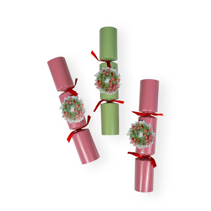 Ribbon Stripe Wreath Christmas Cracker - 6 Per Box