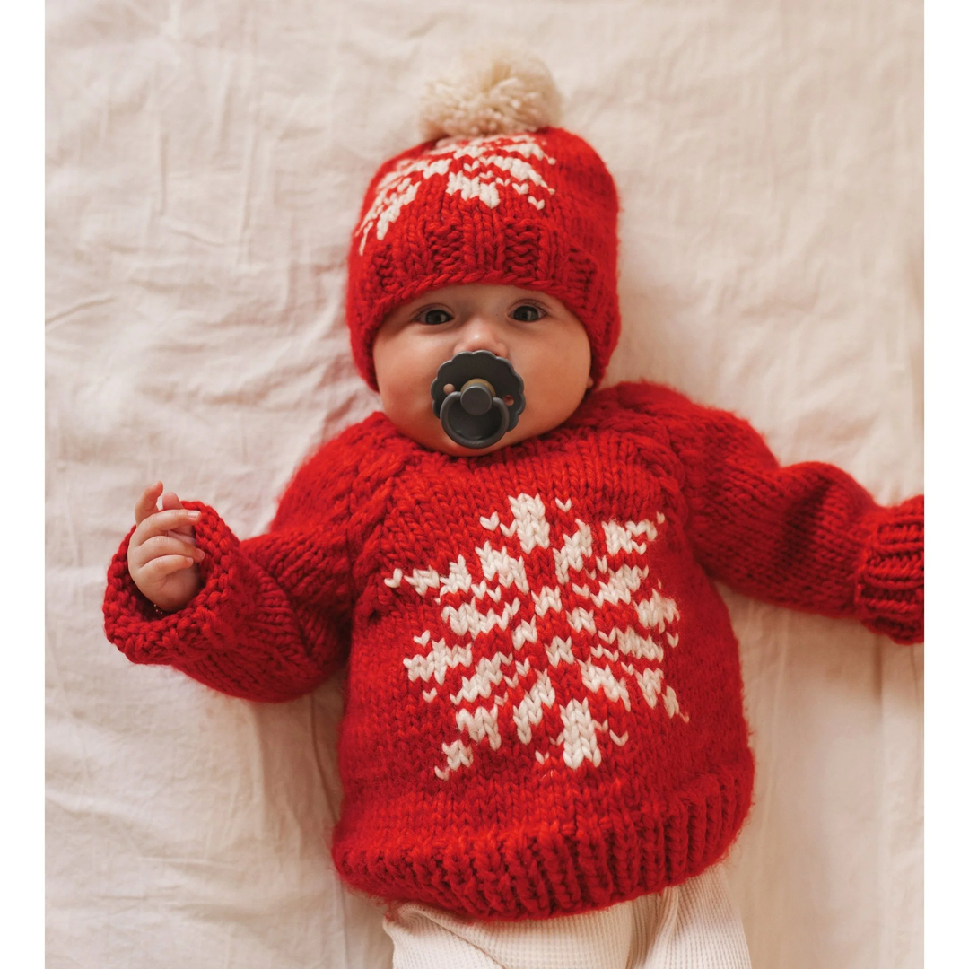 Natural Snowflake On A Red Crewneck Sweater For Baby & Toddlers