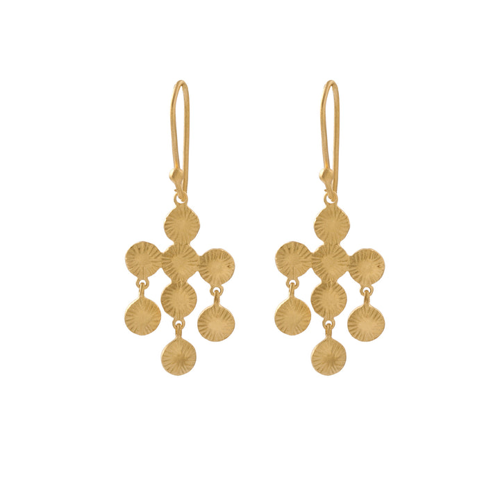 Gold Lotus Leaves Chandelier Earrings