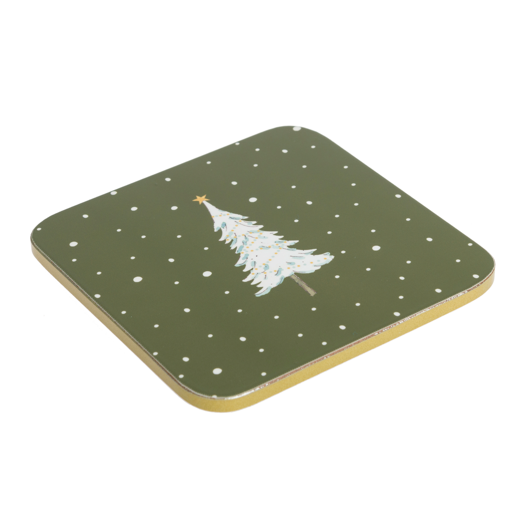 Festive Forest Cork Coasters Set Of Four