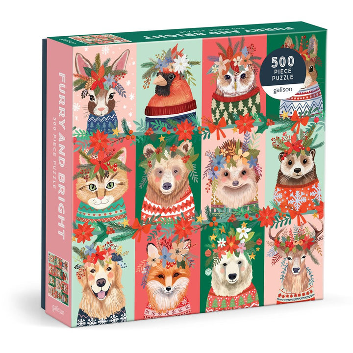 Furry And Brite Holiday Spirit 500 Piece Puzzle