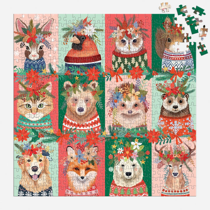 Furry And Brite Holiday Spirit 500 Piece Puzzle