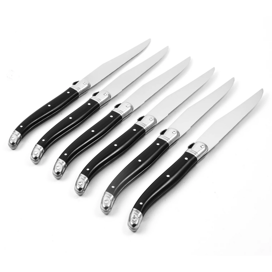 Laguiole Steak Knives Black Platine In Presentation Box