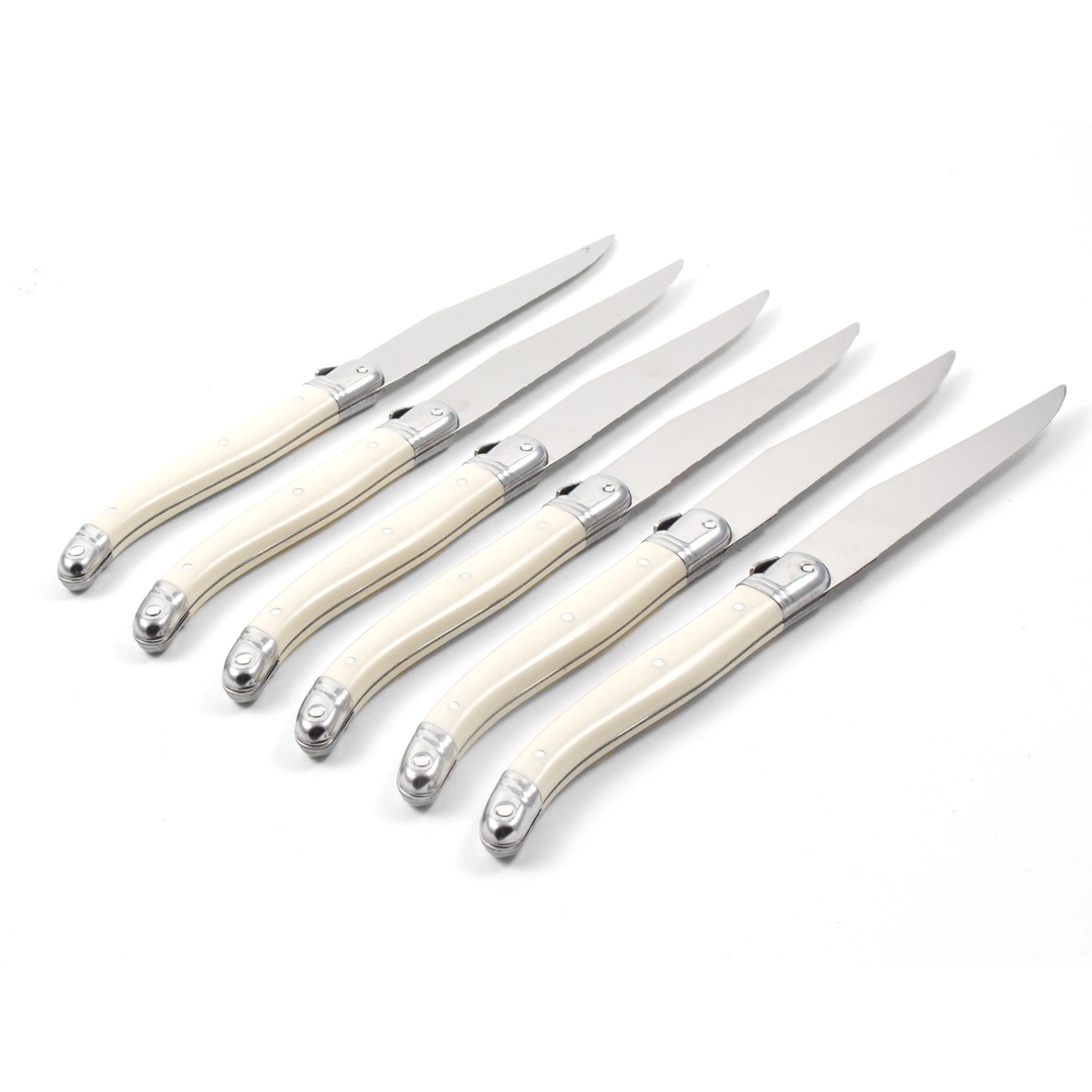 Laguiole Steak Knives Ivory Platine In Presentation Box