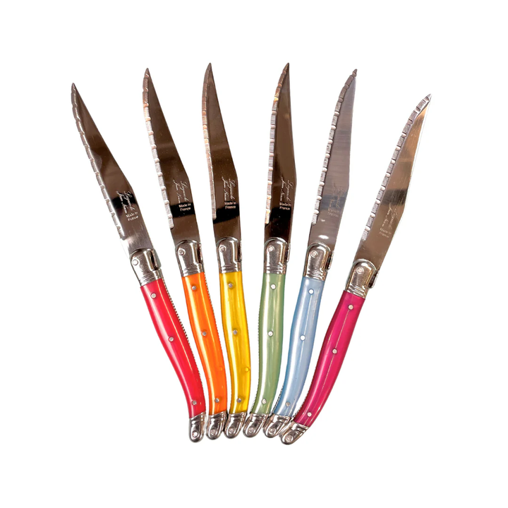 Laguiole Steak Knives Rainbow Platine In Presentation Box