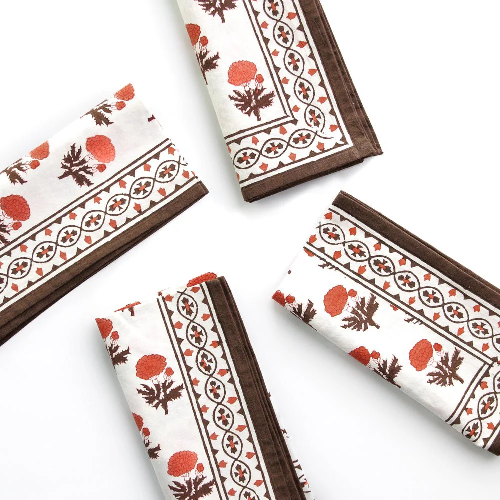 Gaya Brown Persimmon Napkins Set Of Four