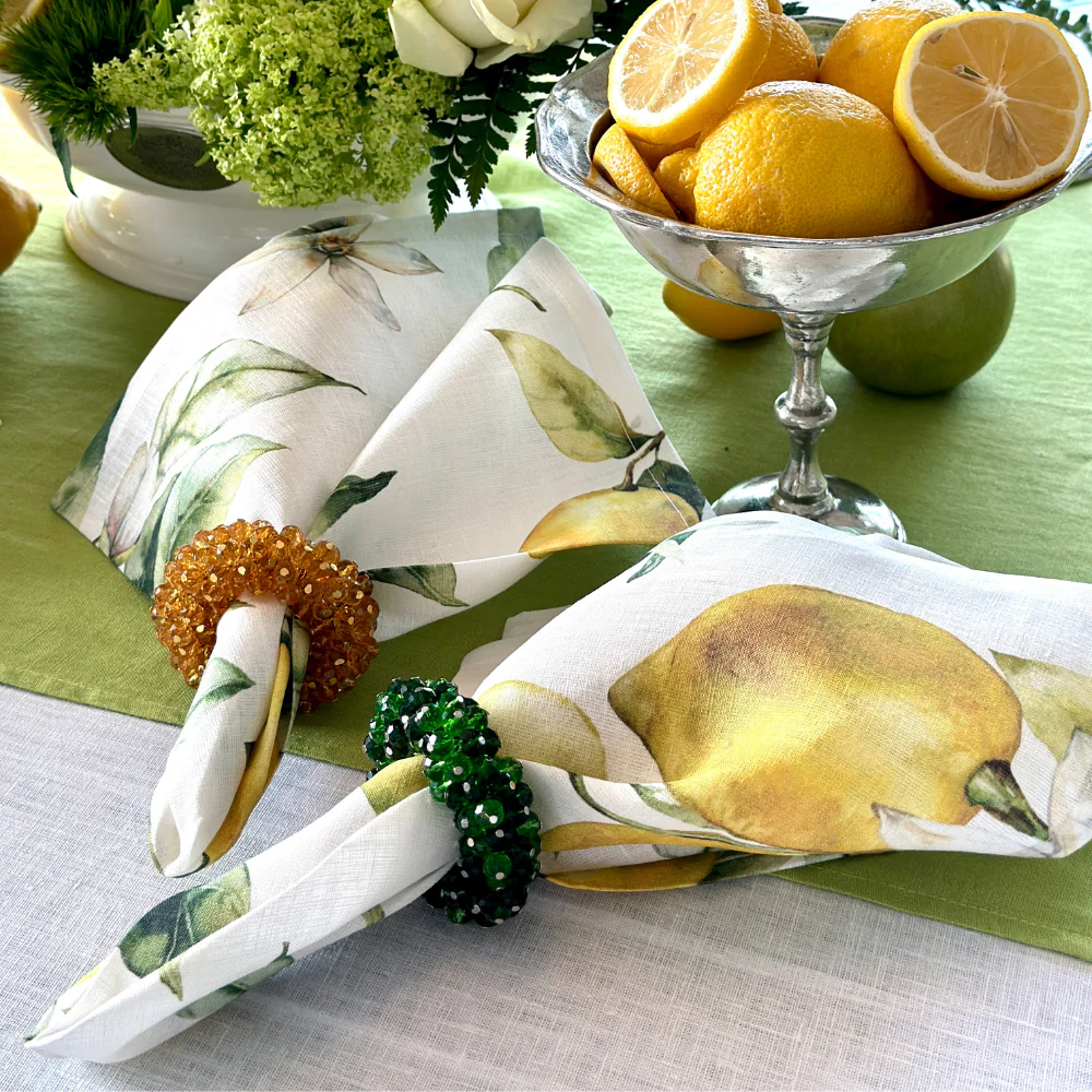 Limoncello Watercolor Italian Linen Napkin