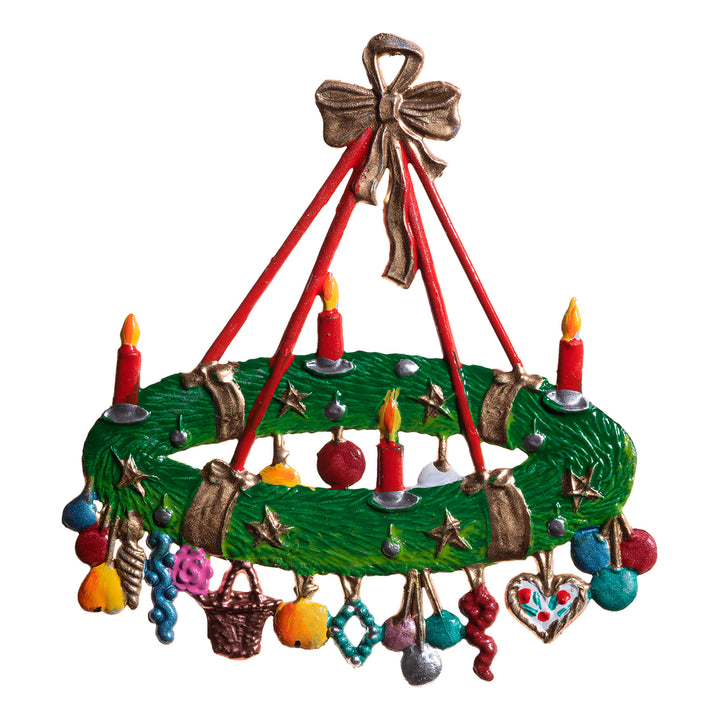 Large Advent Wreath With Gifts Pewter Ornament