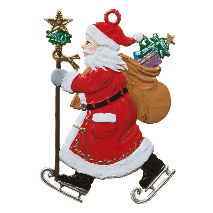 Santa On Skates Pewter Ornament