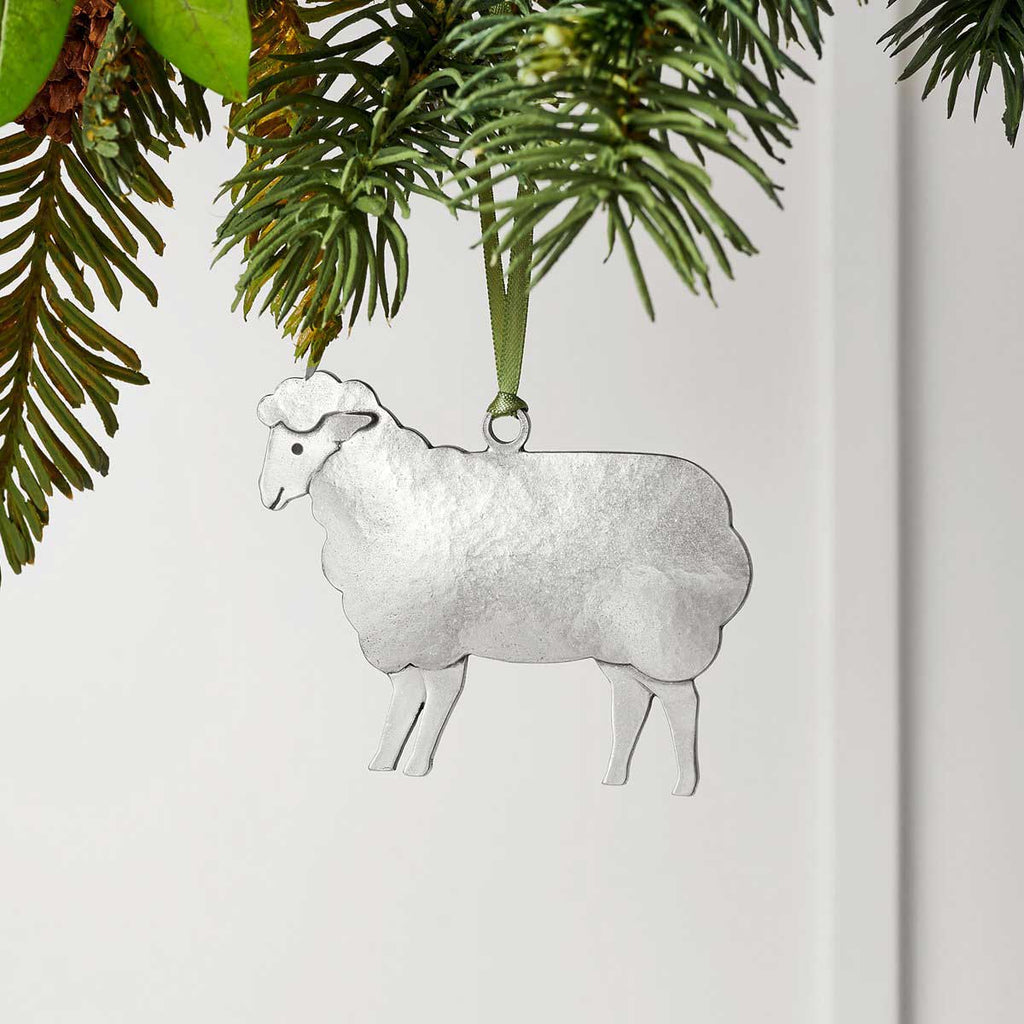 Sheep Holiday Pewter Ornament