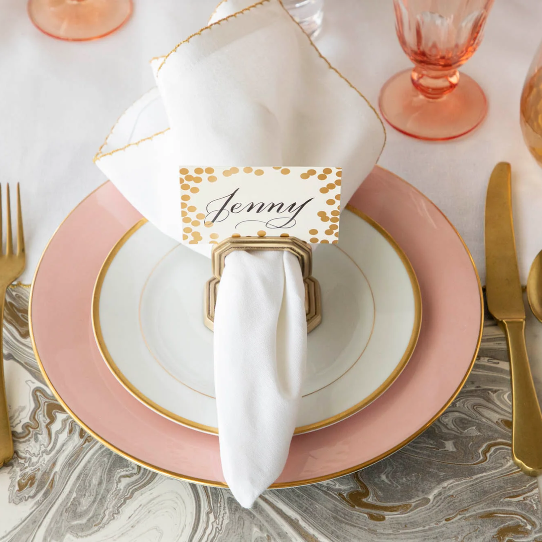 Napkin Ring With Place Card Holder In Brass