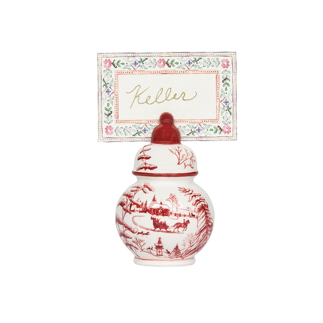 Juliska Winter Frolic Ginger Jar Place Card Holders Set Of Four - Ruby