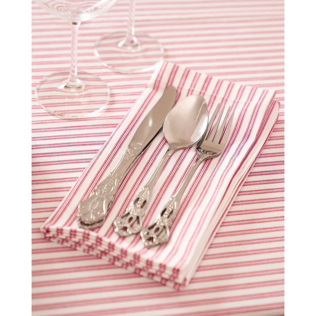 Antique Red Ticking Stripe Napkin Set of Four