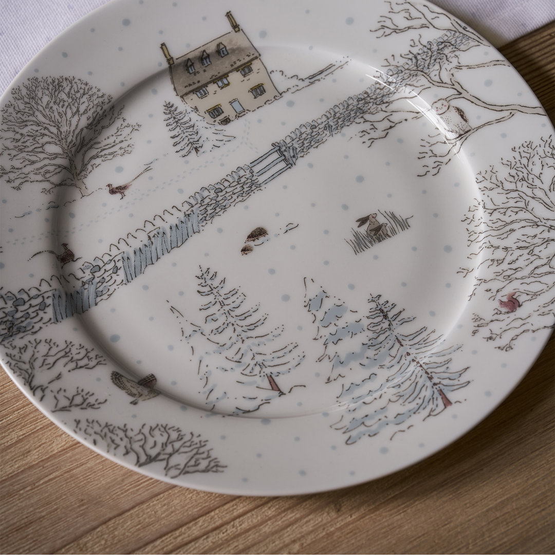 Snowy Cottage China Side Plate