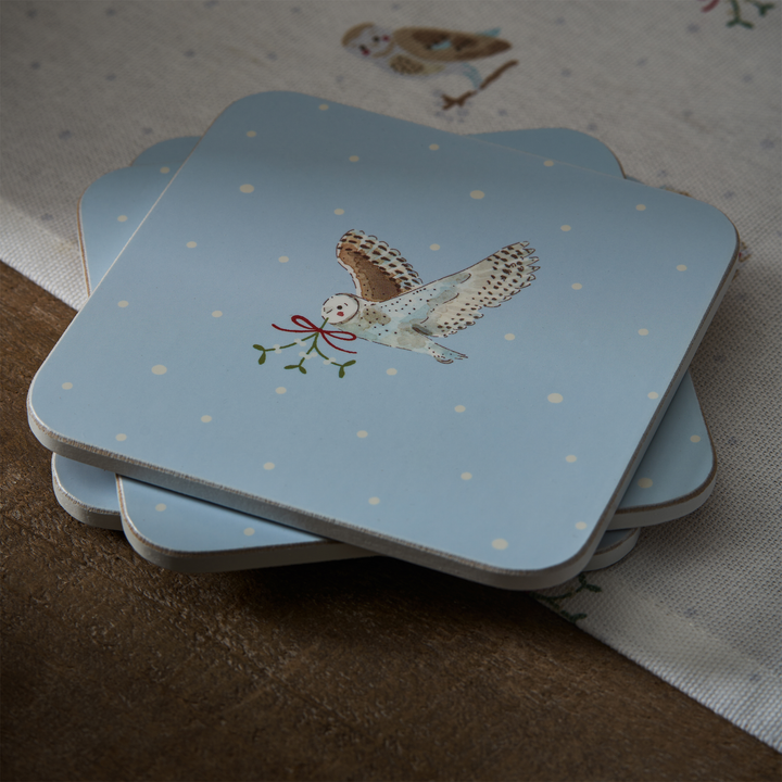 Snowy Owl Coasters Set Of Four