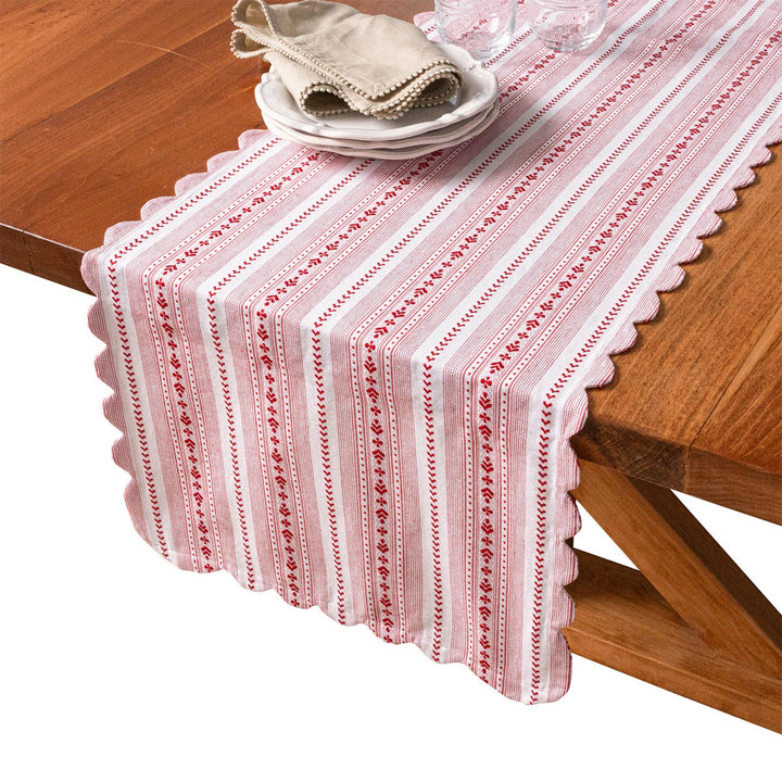 Juliska Villa Stripe Table Runner - Ruby