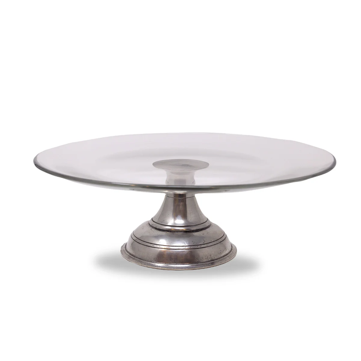 Tavola Glass 7 Pewter Cake Stand