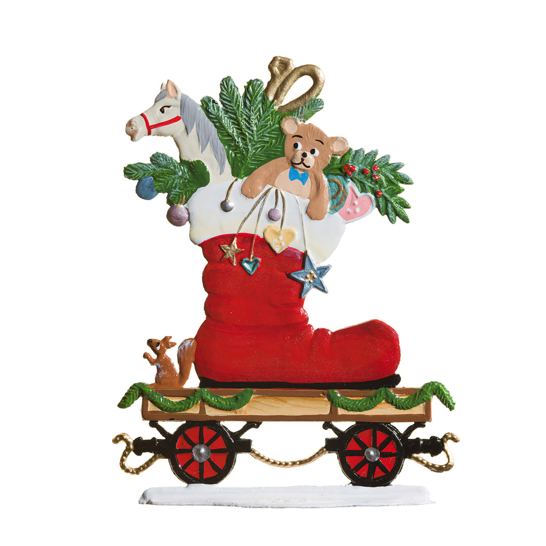 Train Car With Santa's Boot Pewter Motif