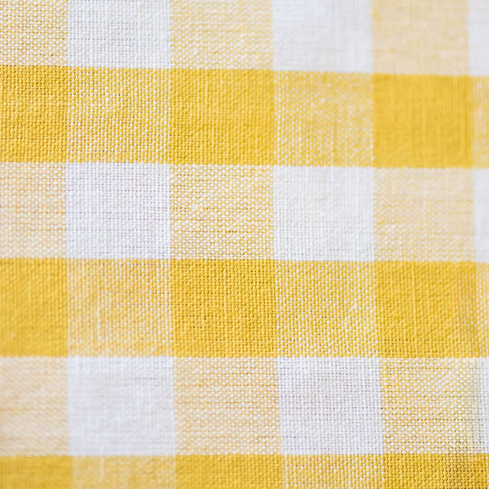 Yellow Ruffled Gingham Table Runner 17" x 104"