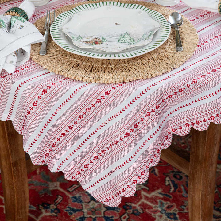 Juliska Villa Stripe Square Tablecloth - Ruby