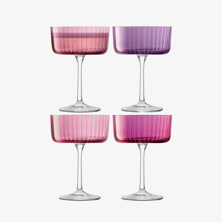 Garnet Gem Champagne Coupe Cocktail Glass Set of Four