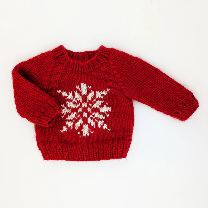 Natural Snowflake On A Red Crewneck Sweater For Baby & Toddlers