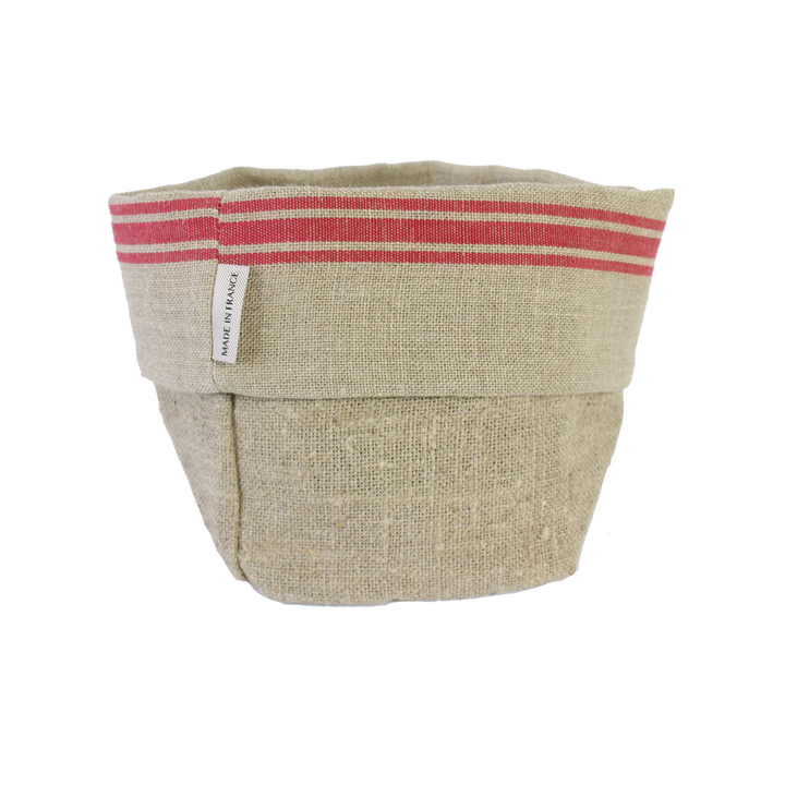 Monogramme Red Linen Bread Basket