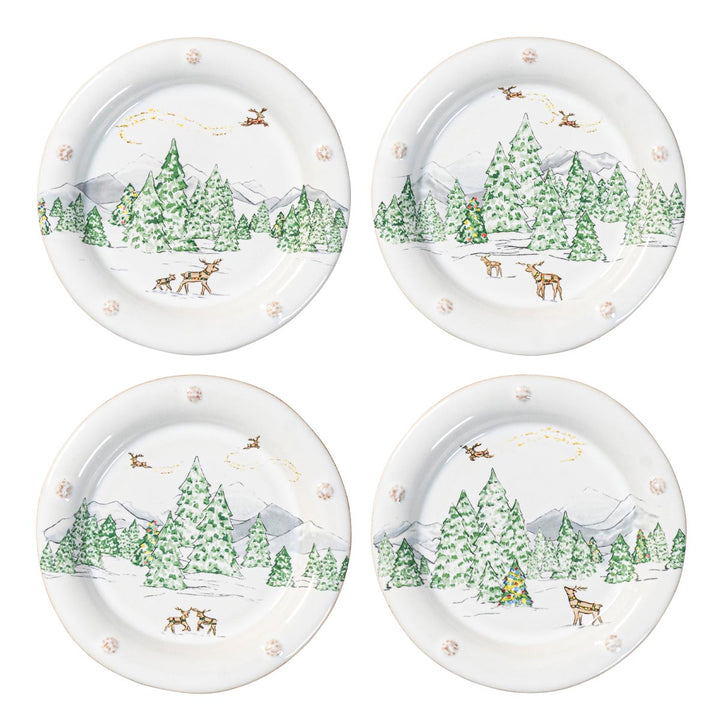 Juliska North Pole Side/Cocktail Plate Assorted Set Of 4