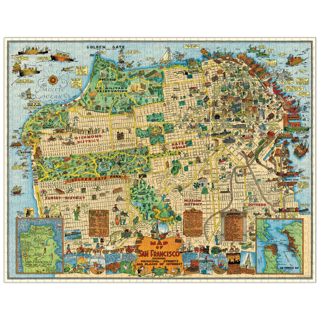 Vintage San Francisco Map 1000 Piece Puzzle