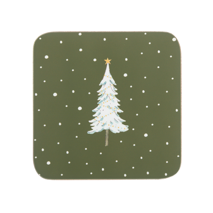 Festive Forest Cork Coasters Set Of Four