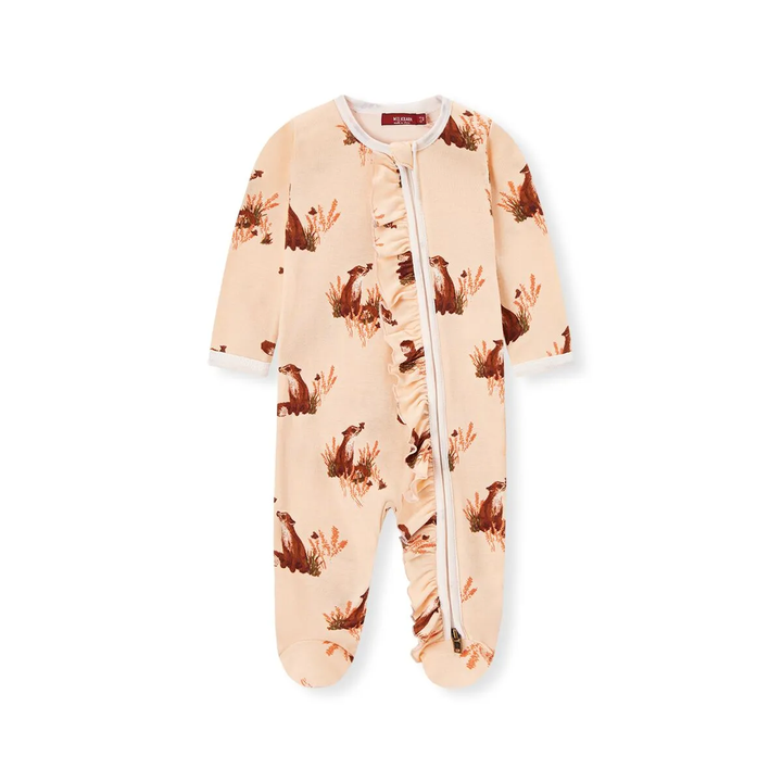 Organic Cotton Ruffle Footed Romper Floral Fox