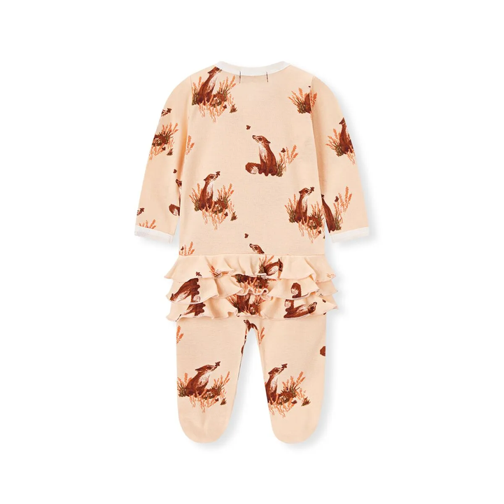 Organic Cotton Ruffle Footed Romper Floral Fox