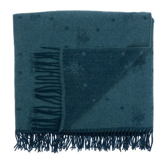 Bees Wool Knit Throw Teal 51" x 57"