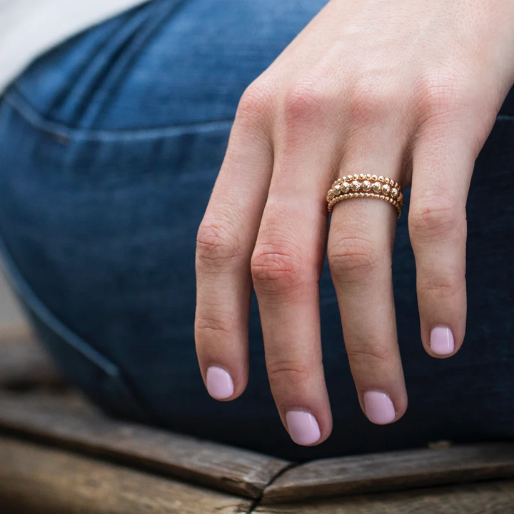 Classic Gold 3mm Bead Ring - Size 7