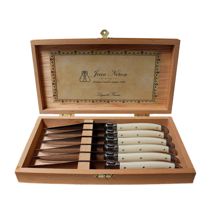 Laguiole Steak Knives Ivory Platine In Presentation Box