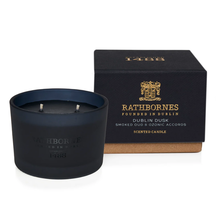 Rathbornes Dublin Dusk Scented Luxury Classic Candle (Smoked Oud & Ozonic Accords)