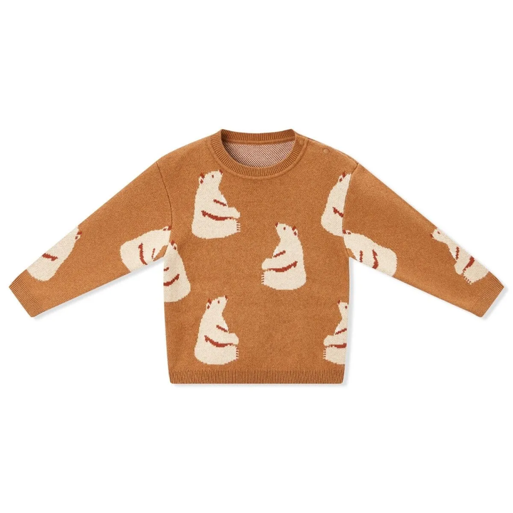 Honey Bear Birdseye Jacquard Knitted Sweater