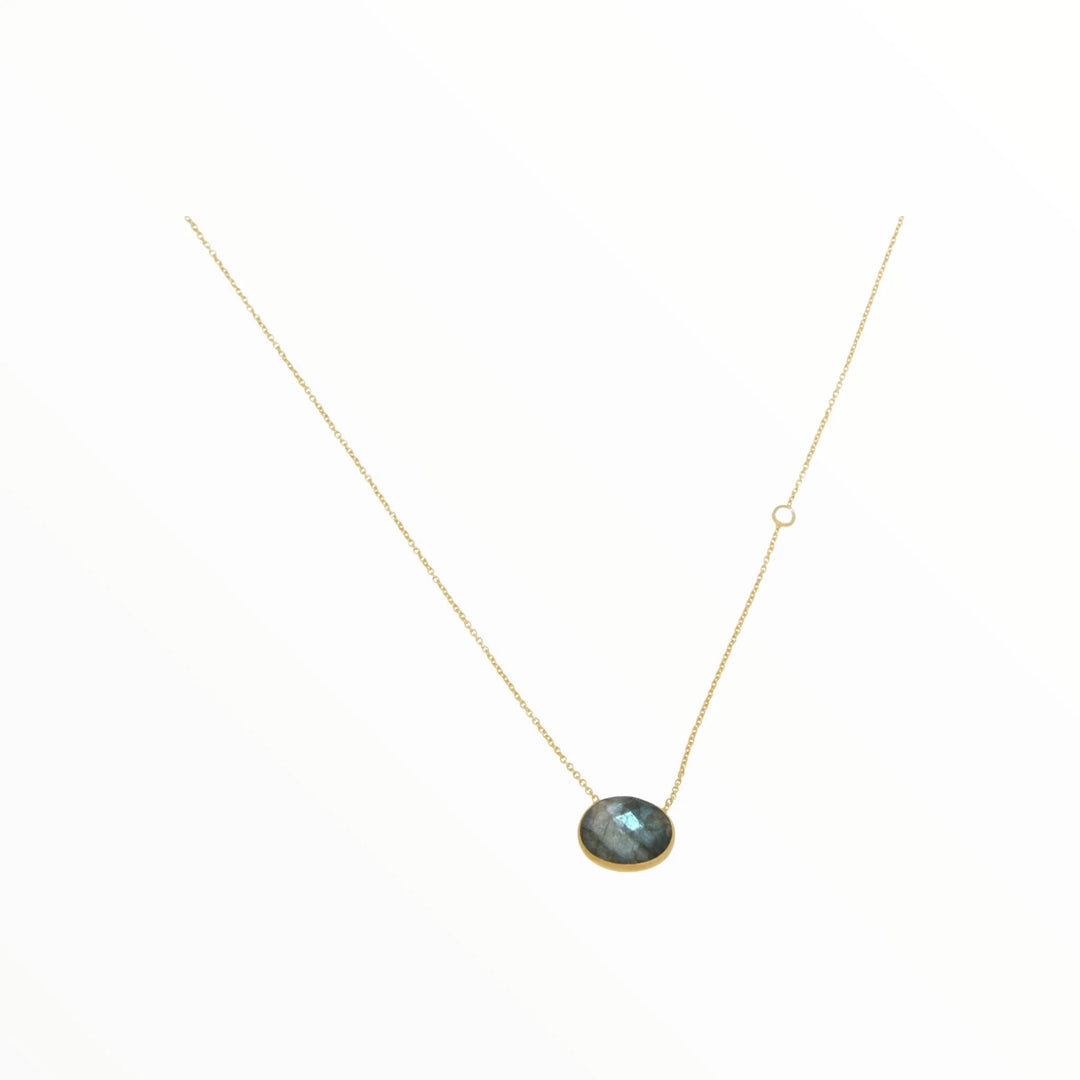 Adjustable Labradorite Oval Topaz Accent Necklace