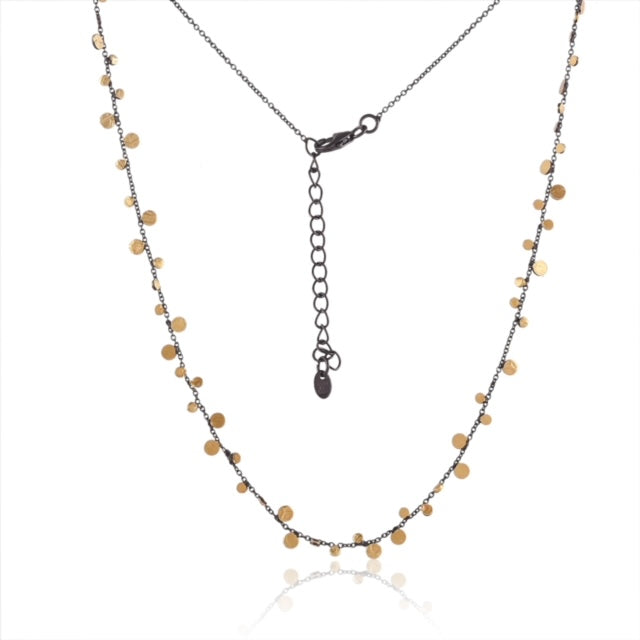 Adjustable Rhodium And Gold Dot Necklace