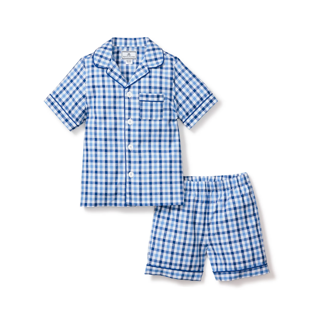 Toddler Twill Short Set Royal Blue Gingham