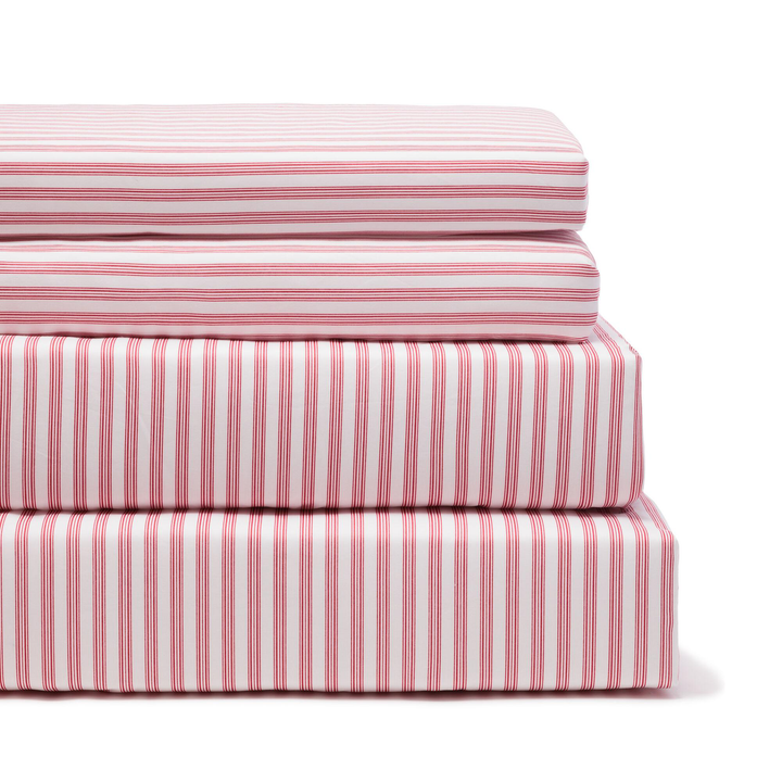 Antique Red Ticking Bed Sheet Set Queen