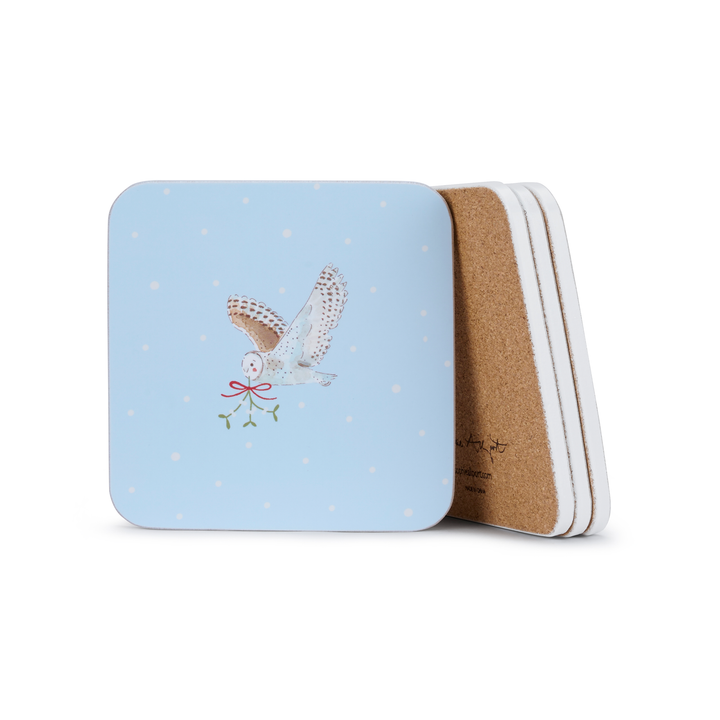 Snowy Owl Coasters Set Of Four