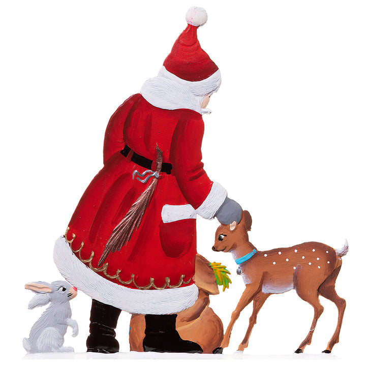 Santa With Bambi Pewter Motif