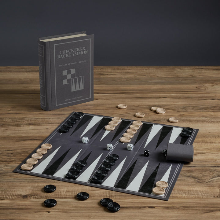 Checkers & Backgammon Vintage Bookshelf Edition