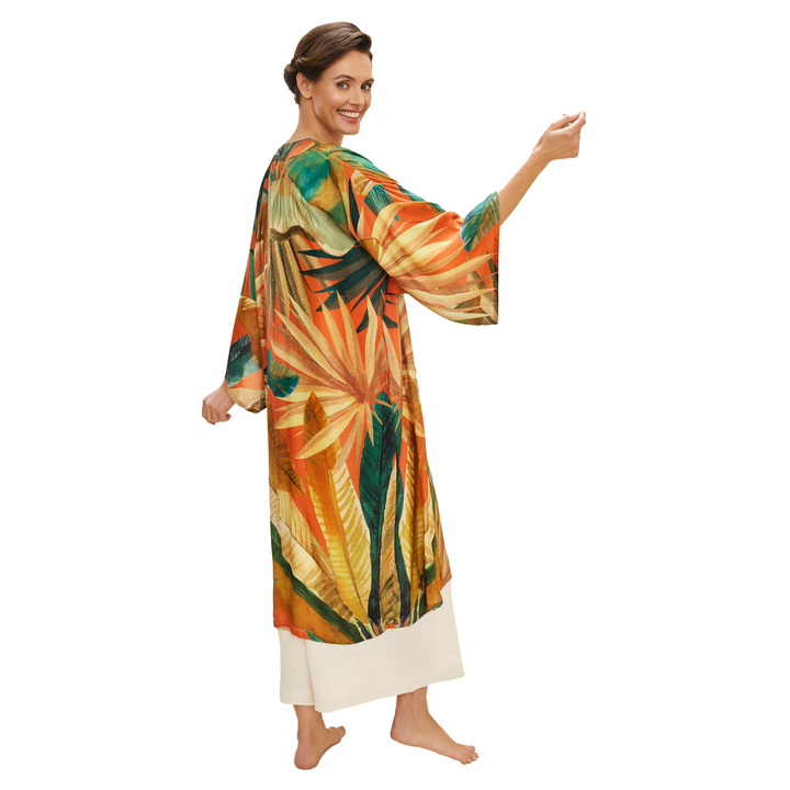 Painted Palms Kimono Gown